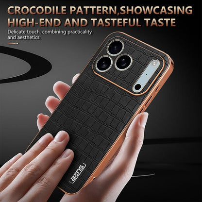 For iPhone 17 Pro Max AZNS Electroplated Frame Crocodile Texture Full Coverage Phone Case(White) - iPhone 17 Pro Max Cases by AZNS | Online Shopping UK | buy2fix