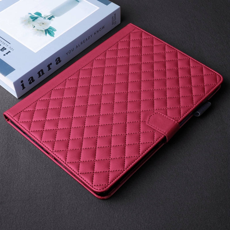 For iPad Pro 12.9 2022 / 2021 / 2020 Rhombus Lattice Leather Smart Tablet Case(Red) - iPad Pro 12.9 (2022/2021) Cases by buy2fix | Online Shopping UK | buy2fix