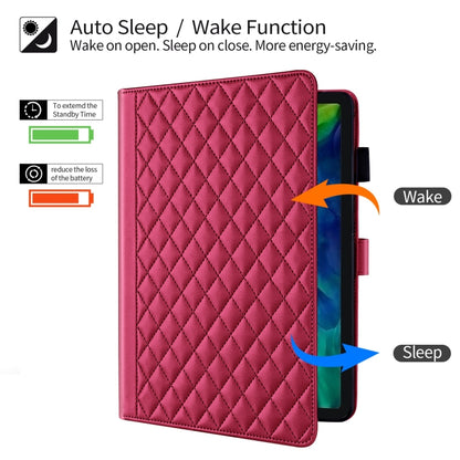 For iPad Pro 12.9 2022 / 2021 / 2020 Rhombus Lattice Leather Smart Tablet Case(Red) - iPad Pro 12.9 (2022/2021) Cases by buy2fix | Online Shopping UK | buy2fix