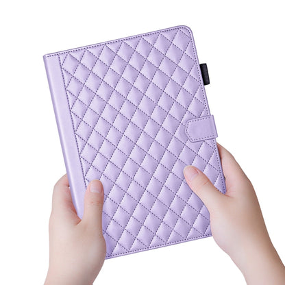 For iPad Pro 12.9 2022 / 2021 / 2020 Rhombus Lattice Leather Smart Tablet Case(Purple) - iPad Pro 12.9 (2022/2021) Cases by buy2fix | Online Shopping UK | buy2fix