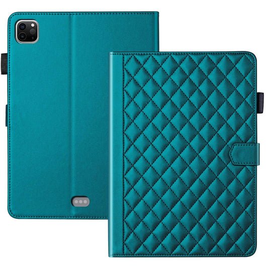 For iPad Pro 12.9 2022 / 2021 / 2020 Rhombus Lattice Leather Smart Tablet Case(Dark Green) - iPad Pro 12.9 (2022/2021) Cases by buy2fix | Online Shopping UK | buy2fix