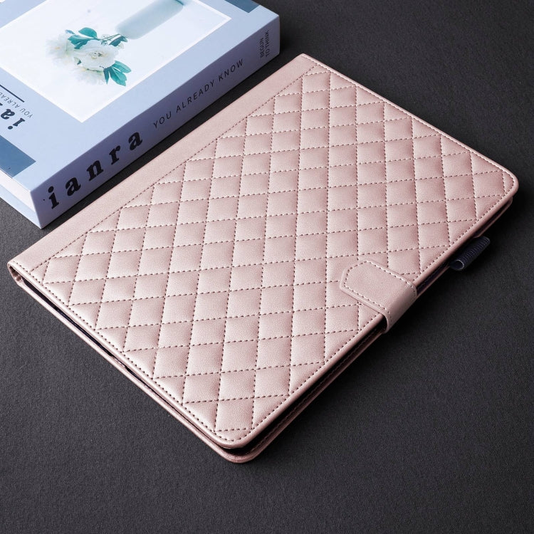 For iPad 2025 / 2022 Rhombus Lattice Leather Smart Tablet Case(Rose Gold) - iPad 2025 / 2022 Cases by buy2fix | Online Shopping UK | buy2fix
