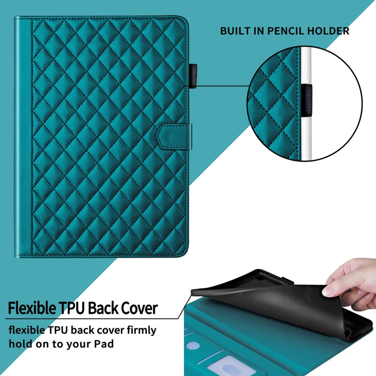 For iPad 2025 / 2022 Rhombus Lattice Leather Smart Tablet Case(Dark Green) - iPad 2025 / 2022 Cases by buy2fix | Online Shopping UK | buy2fix