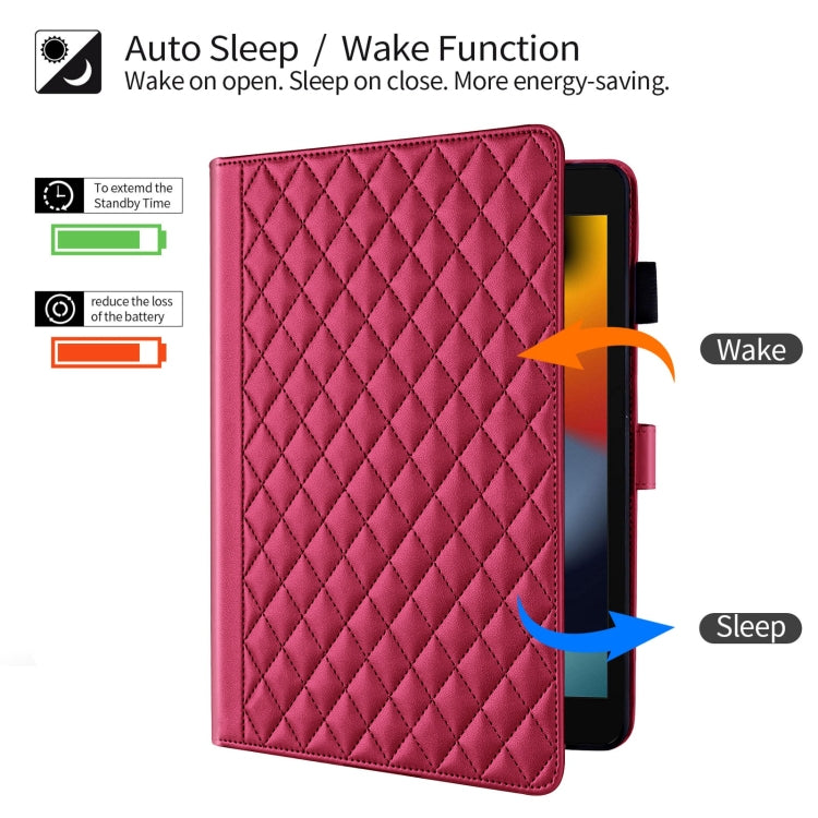 For iPad 10.2 2021 / 2020 / 10.5  Rhombus Lattice Leather Smart Tablet Case(Red) - iPad 10.2 Cases by buy2fix | Online Shopping UK | buy2fix