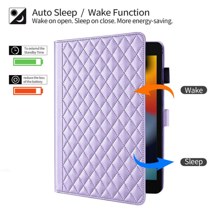 For iPad 10.2 2021 / 2020 / 10.5  Rhombus Lattice Leather Smart Tablet Case(Purple) - iPad 10.2 Cases by buy2fix | Online Shopping UK | buy2fix