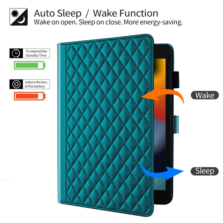 For iPad 10.2 2021 / 2020 / 10.5  Rhombus Lattice Leather Smart Tablet Case(Dark Green) - iPad 10.2 Cases by buy2fix | Online Shopping UK | buy2fix