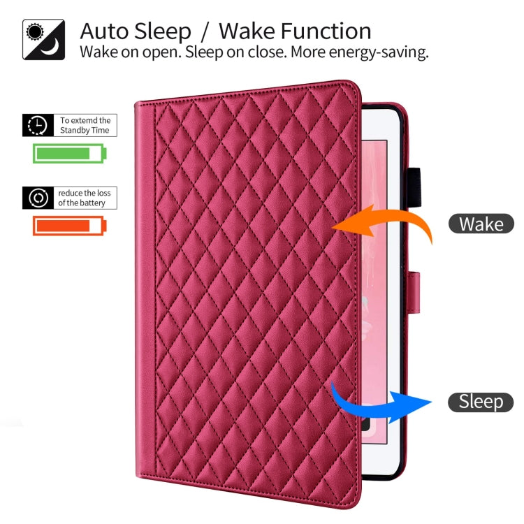 For iPad Air / Air 2 / 9.7 2017 / 2018 Rhombus Lattice Leather Smart Tablet Case(Red) - iPad 9.7 (2018) & (2017) Cases by buy2fix | Online Shopping UK | buy2fix