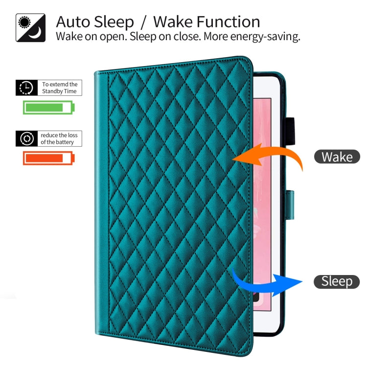 For iPad Air / Air 2 / 9.7 2017 / 2018 Rhombus Lattice Leather Smart Tablet Case(Dark Green) - iPad 9.7 (2018) & (2017) Cases by buy2fix | Online Shopping UK | buy2fix