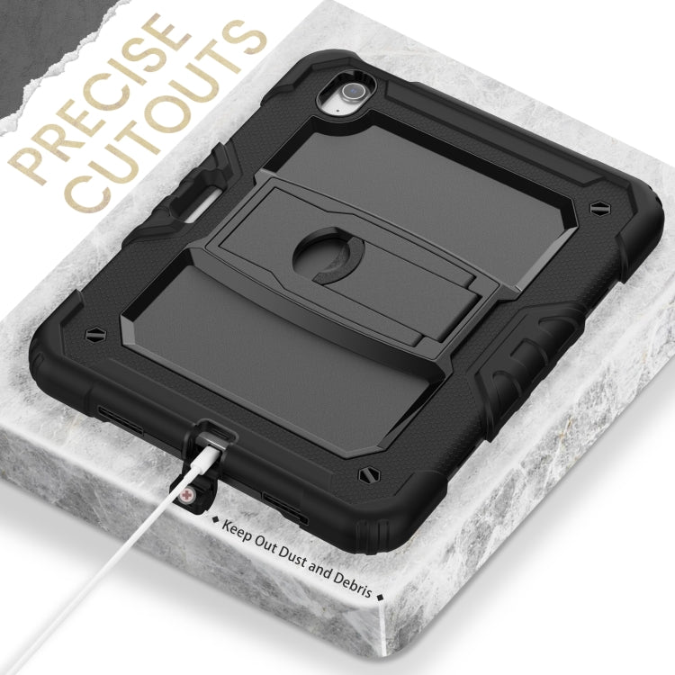 For iPad Air 11 2025 / 2024 Silicone Hydric PC Tablet Case with Shoulder Strap & Holder(Black) - iPad Air 11 2025 / 2024 Cases by buy2fix | Online Shopping UK | buy2fix