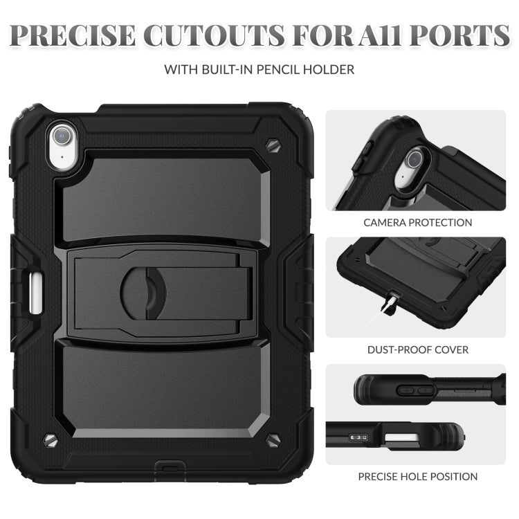 For iPad Air 11 2025 / 2024 Silicone Hydric PC Tablet Case with Shoulder Strap & Holder(Black) - iPad Air 11 2025 / 2024 Cases by buy2fix | Online Shopping UK | buy2fix