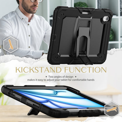 For iPad Air 11 2025 / 2024 Silicone Hydric PC Tablet Case with Shoulder Strap & Holder(Black) - iPad Air 11 2025 / 2024 Cases by buy2fix | Online Shopping UK | buy2fix