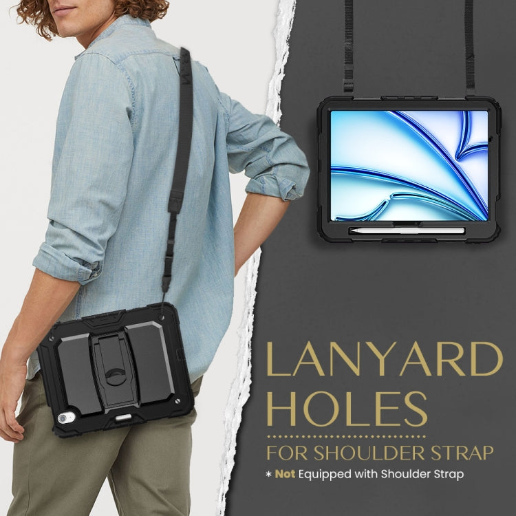 For iPad Air 11 2025 / 2024 Silicone Hydric PC Tablet Case with Shoulder Strap & Holder(Black) - iPad Air 11 2025 / 2024 Cases by buy2fix | Online Shopping UK | buy2fix
