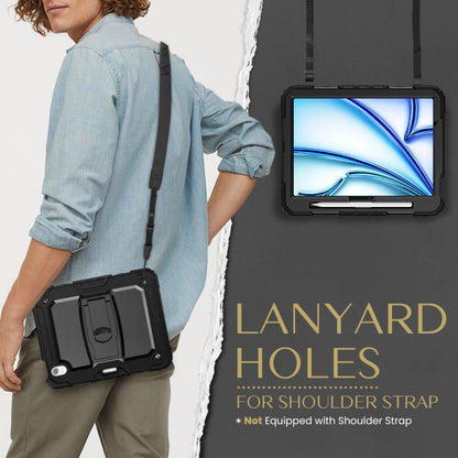 For iPad Air 11 2025 / 2024 Silicone Hydric PC Tablet Case with Shoulder Strap & Holder(Black) - iPad Air 11 2025 / 2024 Cases by buy2fix | Online Shopping UK | buy2fix