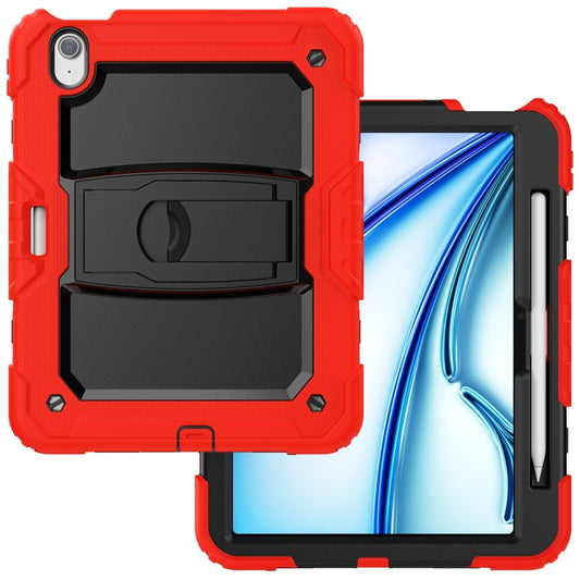 For iPad Air 11 2025 / 2024 Silicone Hydric PC Tablet Case with Shoulder Strap & Holder(Red) - iPad Air 11 2025 / 2024 Cases by buy2fix | Online Shopping UK | buy2fix