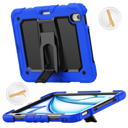 For iPad Air 11 2025 / 2024 Silicone Hydric PC Tablet Case with Shoulder Strap & Holder(Blue) - iPad Air 11 2025 / 2024 Cases by buy2fix | Online Shopping UK | buy2fix