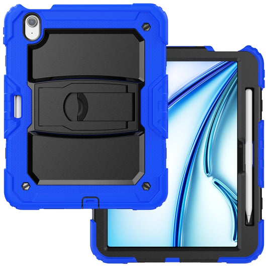 For iPad Air 11 2025 / 2024 Silicone Hydric PC Tablet Case with Shoulder Strap & Holder(Blue) - iPad Air 11 2025 / 2024 Cases by buy2fix | Online Shopping UK | buy2fix