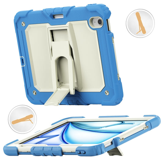 For iPad Air 11 2025 / 2024 Silicone Hydric PC Tablet Case with Shoulder Strap & Holder(Cyan-blue) - iPad Air 11 2025 / 2024 Cases by buy2fix | Online Shopping UK | buy2fix