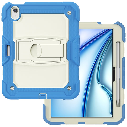 For iPad Air 11 2025 / 2024 Silicone Hydric PC Tablet Case with Shoulder Strap & Holder(Cyan-blue) - iPad Air 11 2025 / 2024 Cases by buy2fix | Online Shopping UK | buy2fix