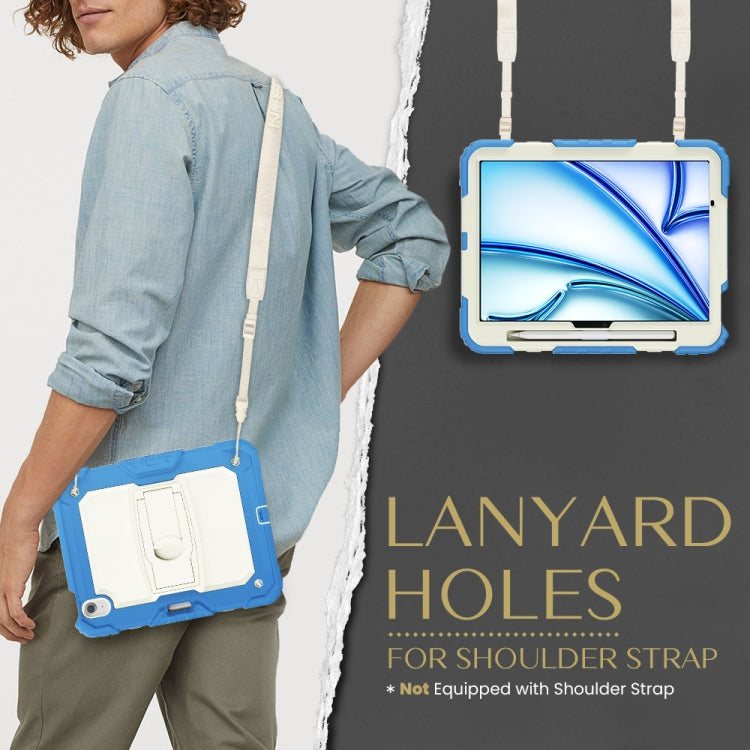 For iPad Air 11 2025 / 2024 Silicone Hydric PC Tablet Case with Shoulder Strap & Holder(Cyan-blue) - iPad Air 11 2025 / 2024 Cases by buy2fix | Online Shopping UK | buy2fix