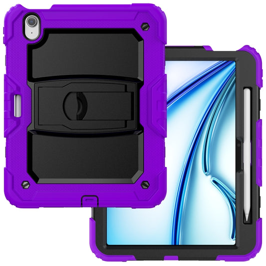 For iPad Air 11 2025 / 2024 Silicone Hydric PC Tablet Case with Shoulder Strap & Holder(Purple) - iPad Air 11 2025 / 2024 Cases by buy2fix | Online Shopping UK | buy2fix
