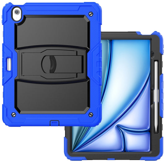 For iPad Air 13 2025 / 2024 Silicone Hydric PC Tablet Case with Shoulder Strap & Holder(Blue) - iPad Air 13 2025 / 2024 Cases by buy2fix | Online Shopping UK | buy2fix