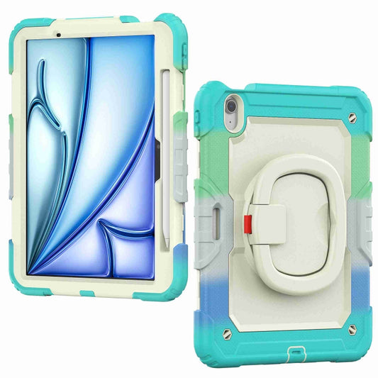 For iPad Air 11 2025 / 2024 Handle Silicone Hydric PC Tablet Case with Shoulder Strap(Rainbow Blue) - iPad Air 11 2025 / 2024 Cases by buy2fix | Online Shopping UK | buy2fix