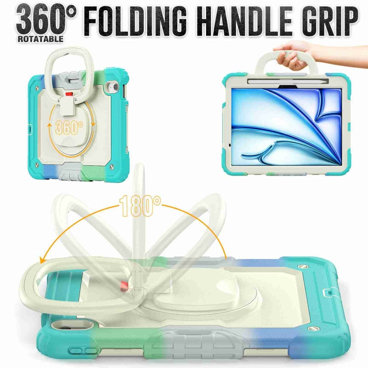 For iPad Air 11 2025 / 2024 Handle Silicone Hydric PC Tablet Case with Shoulder Strap(Rainbow Blue) - iPad Air 11 2025 / 2024 Cases by buy2fix | Online Shopping UK | buy2fix