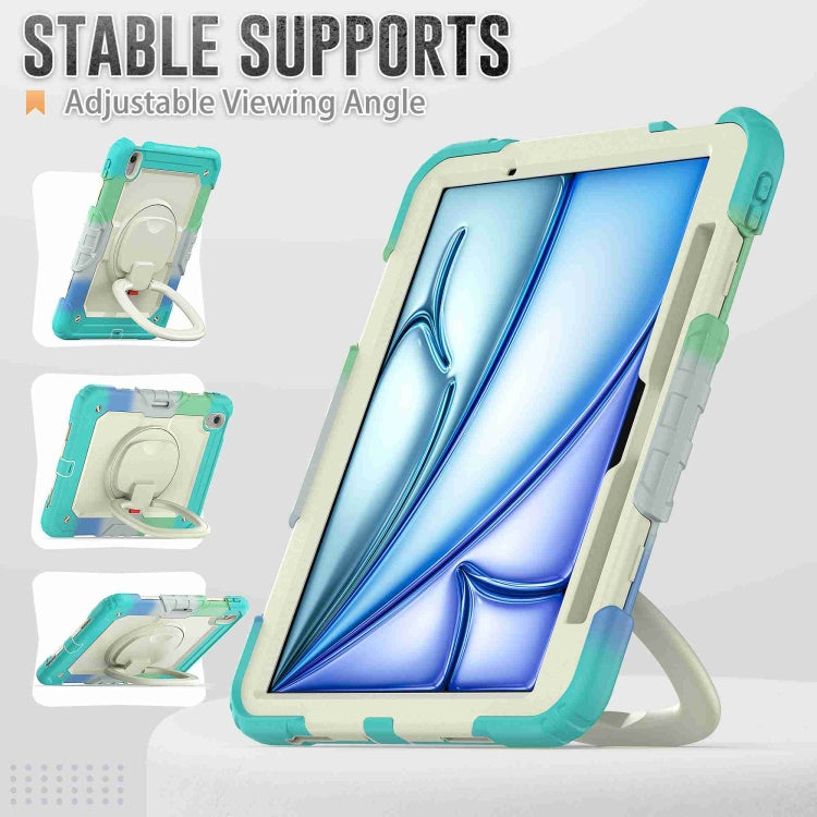 For iPad Air 11 2025 / 2024 Handle Silicone Hydric PC Tablet Case with Shoulder Strap(Rainbow Blue) - iPad Air 11 2025 / 2024 Cases by buy2fix | Online Shopping UK | buy2fix