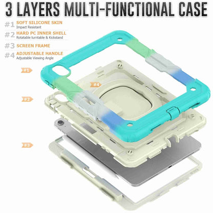 For iPad Air 11 2025 / 2024 Handle Silicone Hydric PC Tablet Case with Shoulder Strap(Rainbow Blue) - iPad Air 11 2025 / 2024 Cases by buy2fix | Online Shopping UK | buy2fix