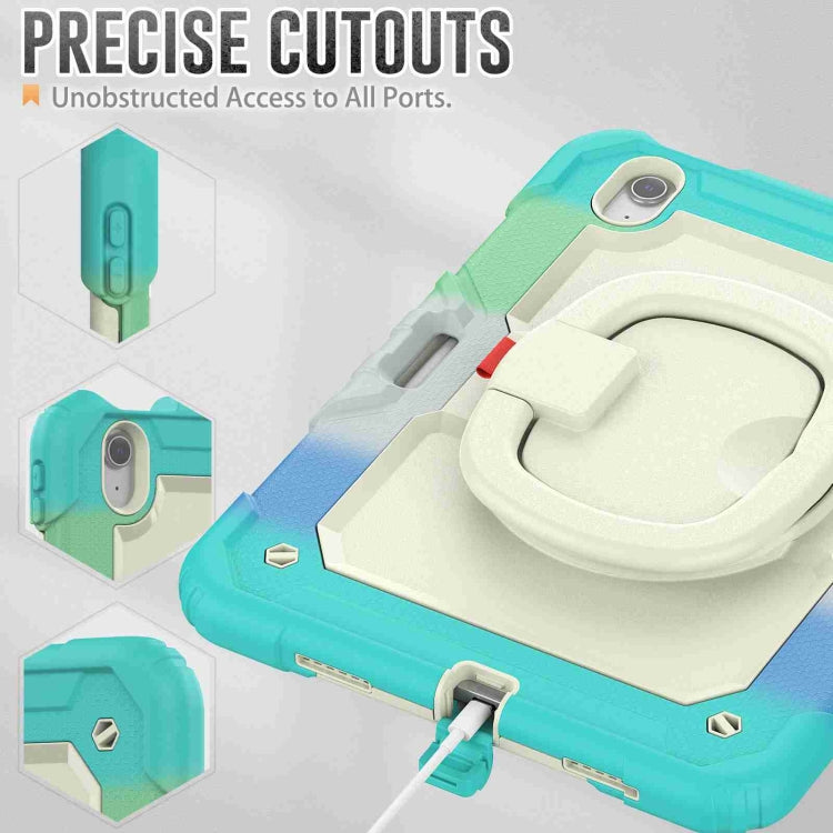 For iPad Air 11 2025 / 2024 Handle Silicone Hydric PC Tablet Case with Shoulder Strap(Rainbow Blue) - iPad Air 11 2025 / 2024 Cases by buy2fix | Online Shopping UK | buy2fix