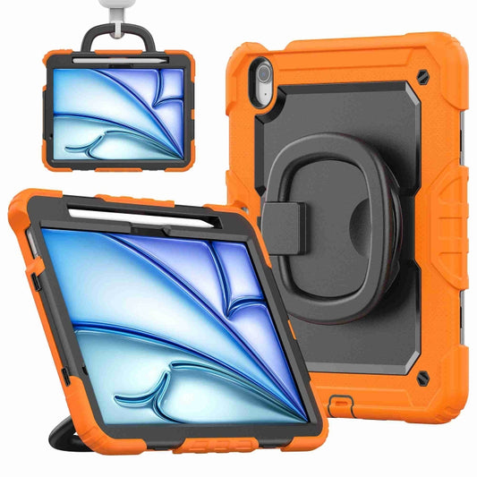 For iPad Air 11 2025 / 2024 Handle Silicone Hydric PC Tablet Case with Shoulder Strap(Orange) - iPad Air 11 2025 / 2024 Cases by buy2fix | Online Shopping UK | buy2fix