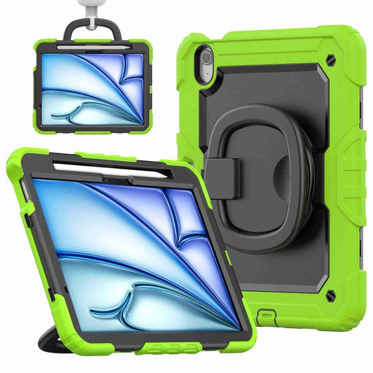 For iPad Air 11 2025 / 2024 Handle Silicone Hydric PC Tablet Case with Shoulder Strap(Yellow Grenn) - iPad Air 11 2025 / 2024 Cases by buy2fix | Online Shopping UK | buy2fix
