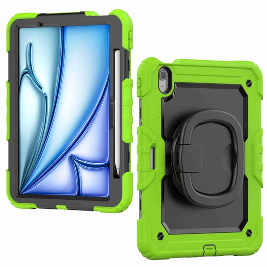 For iPad Air 11 2025 / 2024 Handle Silicone Hydric PC Tablet Case with Shoulder Strap(Yellow Grenn) - iPad Air 11 2025 / 2024 Cases by buy2fix | Online Shopping UK | buy2fix