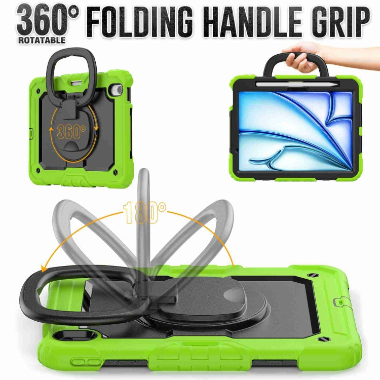 For iPad Air 11 2025 / 2024 Handle Silicone Hydric PC Tablet Case with Shoulder Strap(Yellow Grenn) - iPad Air 11 2025 / 2024 Cases by buy2fix | Online Shopping UK | buy2fix