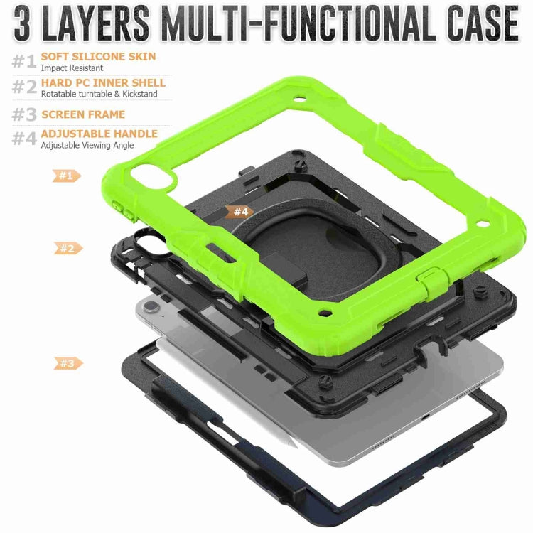 For iPad Air 11 2025 / 2024 Handle Silicone Hydric PC Tablet Case with Shoulder Strap(Yellow Grenn) - iPad Air 11 2025 / 2024 Cases by buy2fix | Online Shopping UK | buy2fix