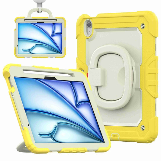 For iPad Air 11 2025 / 2024 Handle Silicone Hydric PC Tablet Case with Shoulder Strap(Yellow) - iPad Air 11 2025 / 2024 Cases by buy2fix | Online Shopping UK | buy2fix