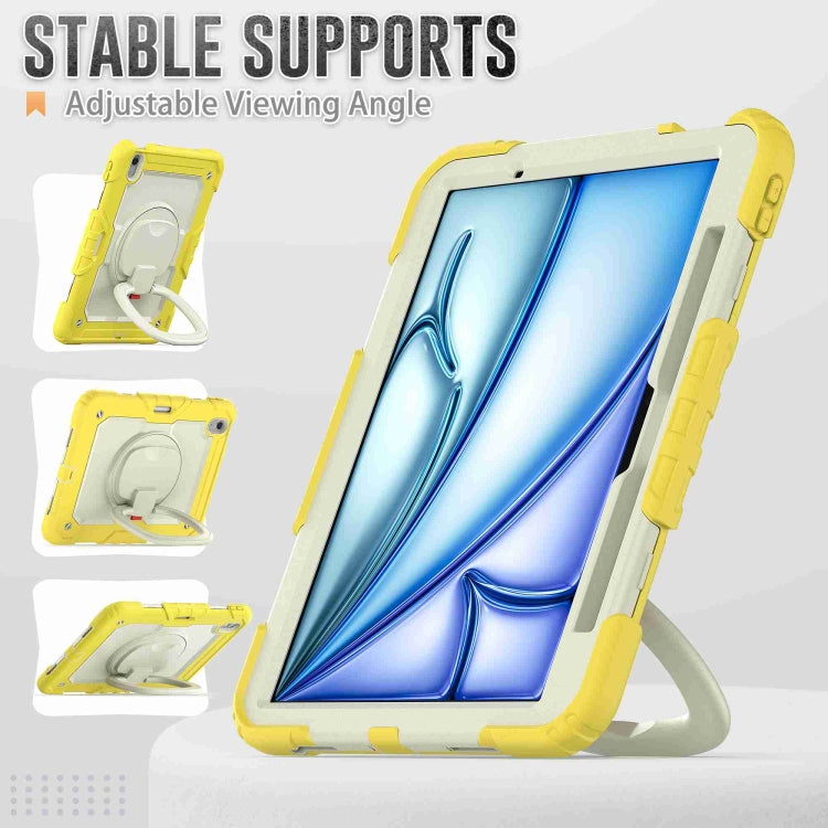 For iPad Air 11 2025 / 2024 Handle Silicone Hydric PC Tablet Case with Shoulder Strap(Yellow) - iPad Air 11 2025 / 2024 Cases by buy2fix | Online Shopping UK | buy2fix