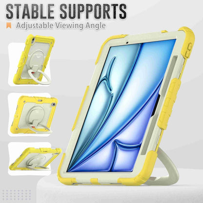 For iPad Air 11 2025 / 2024 Handle Silicone Hydric PC Tablet Case with Shoulder Strap(Yellow) - iPad Air 11 2025 / 2024 Cases by buy2fix | Online Shopping UK | buy2fix