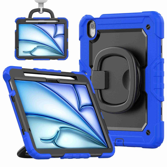 For iPad Air 11 2025 / 2024 Handle Silicone Hydric PC Tablet Case with Shoulder Strap(Blue) - iPad Air 11 2025 / 2024 Cases by buy2fix | Online Shopping UK | buy2fix