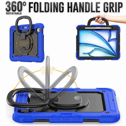 For iPad Air 11 2025 / 2024 Handle Silicone Hydric PC Tablet Case with Shoulder Strap(Blue) - iPad Air 11 2025 / 2024 Cases by buy2fix | Online Shopping UK | buy2fix