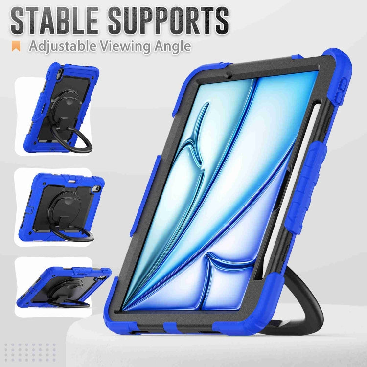 For iPad Air 11 2025 / 2024 Handle Silicone Hydric PC Tablet Case with Shoulder Strap(Blue) - iPad Air 11 2025 / 2024 Cases by buy2fix | Online Shopping UK | buy2fix