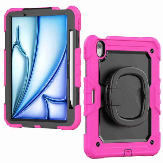 For iPad Air 11 2025 / 2024 Handle Silicone Hydric PC Tablet Case with Shoulder Strap(Rose Red) - iPad Air 11 2025 / 2024 Cases by buy2fix | Online Shopping UK | buy2fix
