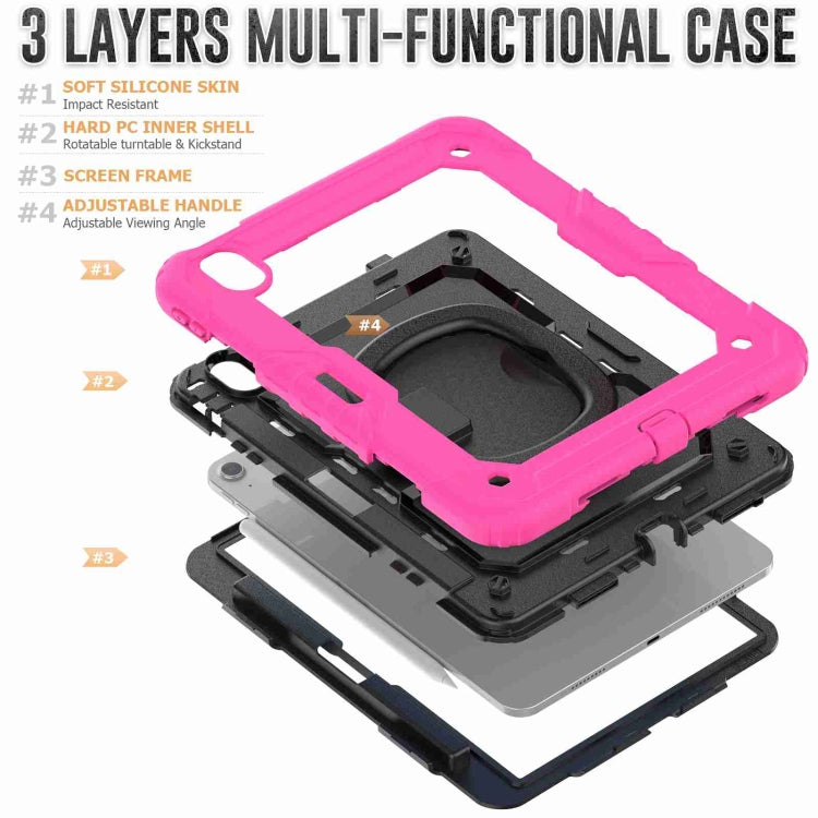 For iPad Air 11 2025 / 2024 Handle Silicone Hydric PC Tablet Case with Shoulder Strap(Rose Red) - iPad Air 11 2025 / 2024 Cases by buy2fix | Online Shopping UK | buy2fix