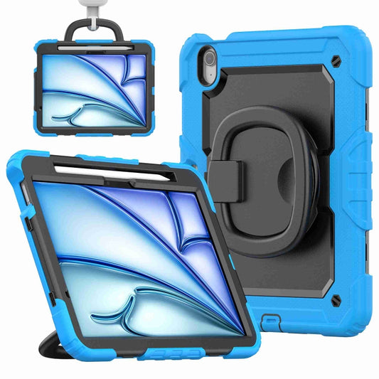 For iPad Air 11 2025 / 2024 Handle Silicone Hydric PC Tablet Case with Shoulder Strap(Light Blue) - iPad Air 11 2025 / 2024 Cases by buy2fix | Online Shopping UK | buy2fix
