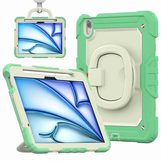 For iPad Air 11 2025 / 2024 Handle Silicone Hydric PC Tablet Case with Shoulder Strap(Light Green) - iPad Air 11 2025 / 2024 Cases by buy2fix | Online Shopping UK | buy2fix