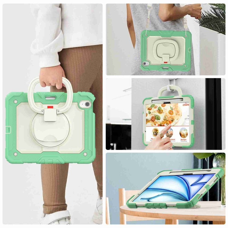 For iPad Air 11 2025 / 2024 Handle Silicone Hydric PC Tablet Case with Shoulder Strap(Light Green) - iPad Air 11 2025 / 2024 Cases by buy2fix | Online Shopping UK | buy2fix