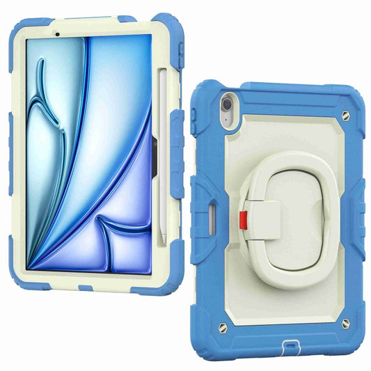 For iPad Air 11 2025 / 2024 Handle Silicone Hydric PC Tablet Case with Shoulder Strap(Cyan-blue) - iPad Air 11 2025 / 2024 Cases by buy2fix | Online Shopping UK | buy2fix
