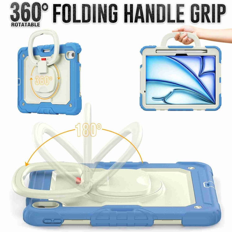 For iPad Air 11 2025 / 2024 Handle Silicone Hydric PC Tablet Case with Shoulder Strap(Cyan-blue) - iPad Air 11 2025 / 2024 Cases by buy2fix | Online Shopping UK | buy2fix