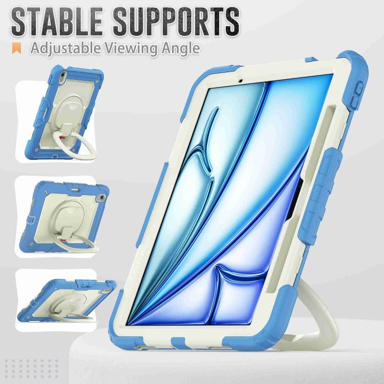 For iPad Air 11 2025 / 2024 Handle Silicone Hydric PC Tablet Case with Shoulder Strap(Cyan-blue) - iPad Air 11 2025 / 2024 Cases by buy2fix | Online Shopping UK | buy2fix