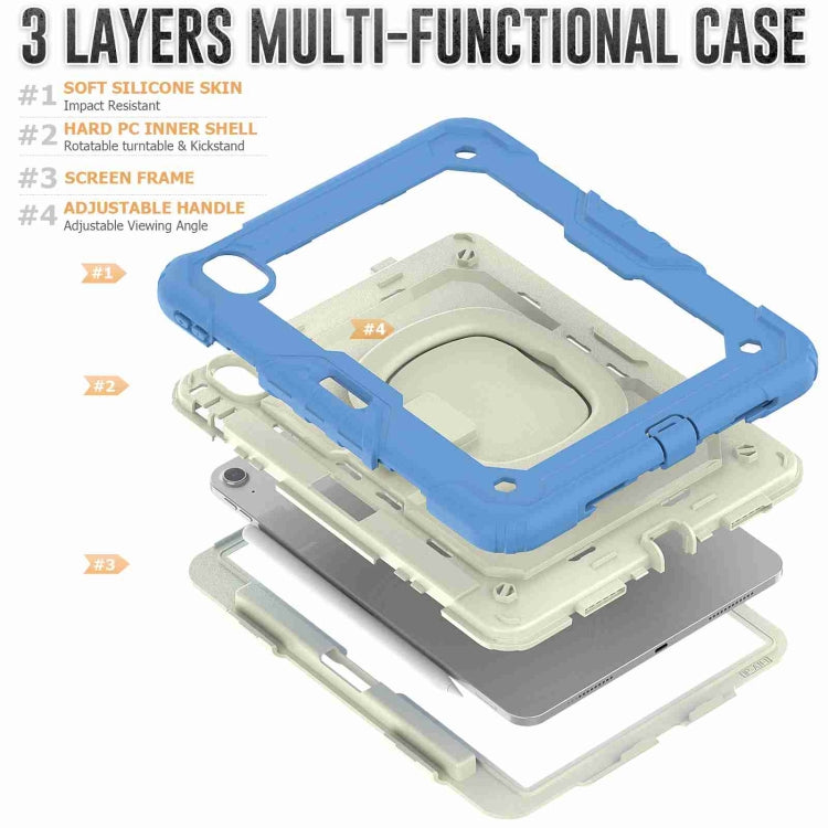 For iPad Air 11 2025 / 2024 Handle Silicone Hydric PC Tablet Case with Shoulder Strap(Cyan-blue) - iPad Air 11 2025 / 2024 Cases by buy2fix | Online Shopping UK | buy2fix
